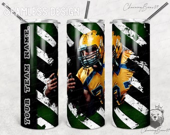 Football Green Tumbler Sublimation PNG, Picture Tumbler Wrap, Photo Tumbler, Photo Tumbler Design, Photo Collage Design, Tumbler Png Designs