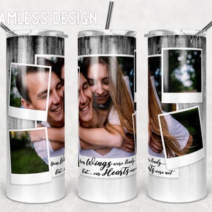 Your Wings Were Ready Tumbler, Loving Memory PNG 20oz Skinny Tumbler Design Sublimation, Memory Black Glitter Tumbler, Photo Frames Png