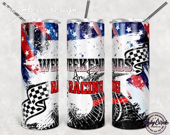 Weekends Are For Racing, 20oz Skinny Tapered & Straight Tumbler Sublimation Design, Waterslide Digital Design Full Tumbler Wrap Download