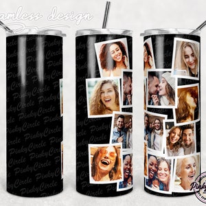 Rahmen-Fotobecher-Vorlage, Png-Sublimations-Fotocollage 20 Unzen Skinny Tumbler Tapered, Straight Waterslide Full Wrap Digitaler Download