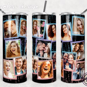 Rahmen-Foto-Tumbler-Vorlage, PNG-Sublimation, Foto-Collage, 20oz Skinny Tumbler Tapered, Straight Waterslide Full Wrap Digitaler Download
