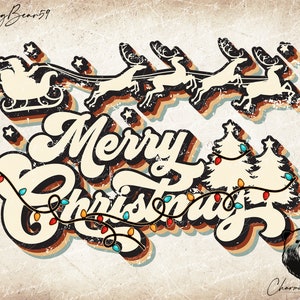 Buon Natale PNG Retro Natale Vintage Buon Natale PNG Sublimazione Disegni Download Stile anni '70 Buon Natale PNG Disegni