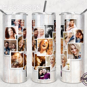 Rahmen Foto Tumbler Holz Herz Png Sublimation Foto Collage 20oz Skinny Tumbler, konisch, gerade Wasserrutsche Full Wrap Digitaler Download