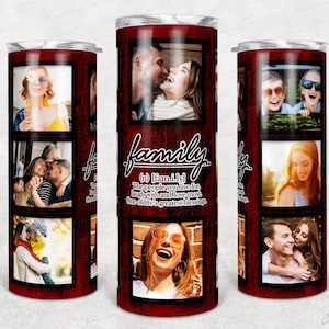 Foto-Tumbler-Vorlage mit Holzrahmen, 8 Foto-Tumbler-Wrap-Vorlage, 8 Foto-Collage-Tumbler-Wrap, Foto-Collage 20oz Skinny Tumbler Sublimation