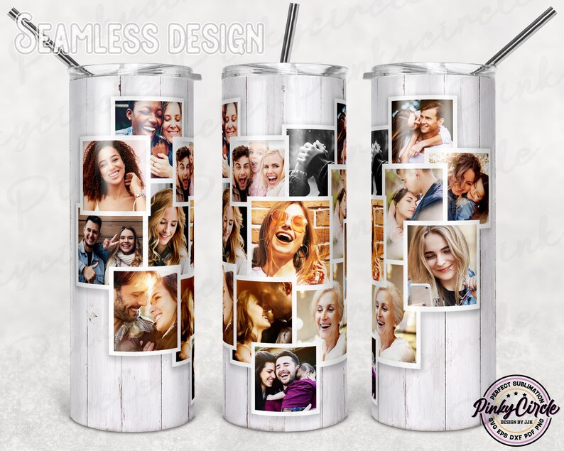 Frame Photo Tumbler Template Photo Collage 20oz Skinny Tumbler Etsy