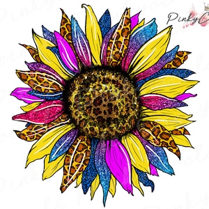 Leopard Tie Dye Sunflower png, Sunflower Sublimation Png, Colorful Designs,Sunflower png,Digital Download, Sublimation Designs