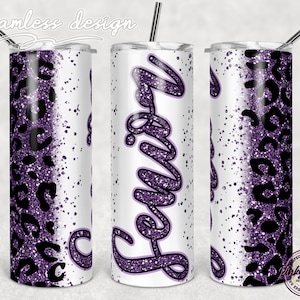 Senior Purple Glitter Leopard tumbler wrap, High School Graduation Gift, 20oz Skinny Tumbler, Png Sublimation