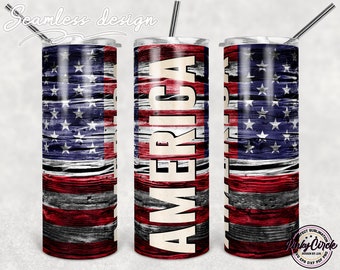 Legno bandiera americana rossa bianca blu 20 once sottile affusolata, patriottica, bandiera USA sublimazione dritta, avvolgimento completo del bicchiere Png download digitale