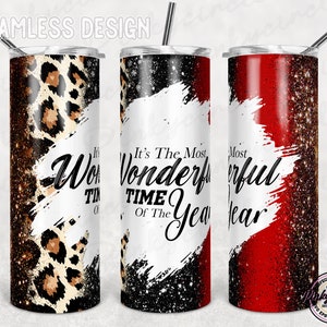 Het is de mooiste tijd van het jaar Kerst Tumbler warp Leopard 20 oz Skinny Tumbler Sublimatie Design