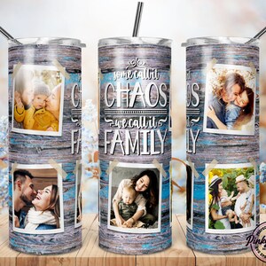 Grain de bois, cadre gobelet avec cadre photo, gobelet fleur, citation sur la définition de la famille, sublimation png 20 oz, fin, effilé sans couture