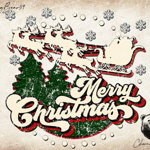 Merry Christmas PNG vintage sublimation designs téléchargements style années 70 joyeux Noël téléchargement, rétro joyeux Noël PNG