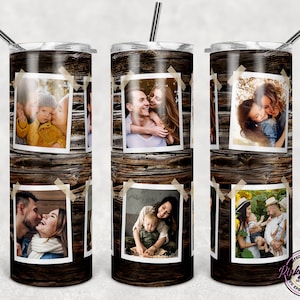Grano de madera rústica, marco de fotos 20 oz flaco cónico y vaso recto sublimación diseño digital envoltura de vaso completo png descarga de tobogán acuático