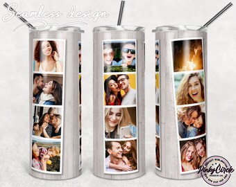 Frame Photo Tumbler Template, Photo Collage 20oz Skinny Tumbler  Straight Tapered Png Sublimation, Waterslide Full Wrap Digital Download