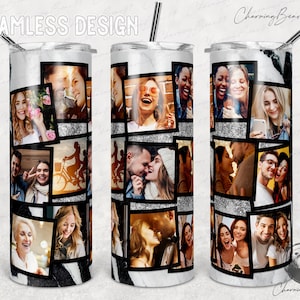 20 Unzen Skinny Tumbler, 15 Bild Tumbler Wrap, 15 Fotovorlage für Tumbler, Rahmen Foto Tumbler Vorlage, Foto Collage Png Sublimation