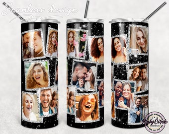 Frame Photo Tumbler Template, Picture Tumbler Wrap, Png Sublimation Photo Collage 20oz Skinny Tumbler Tapered, Straight Full Wrap