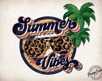 Retro Vintage Summer Vibes Png, Summer Vibes Png, Retro Summer Vintage Leopard Png, Summer Cheetah Png, Diseño de sublimación de camisa vintage