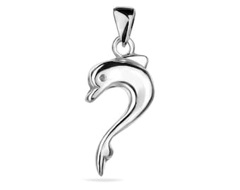 Sterling Silver 925 Dolphin Pendant Animal Lovers Ocean Sea Charm Nautical Sea Life Necklace Handmade Jewelry Gift Present