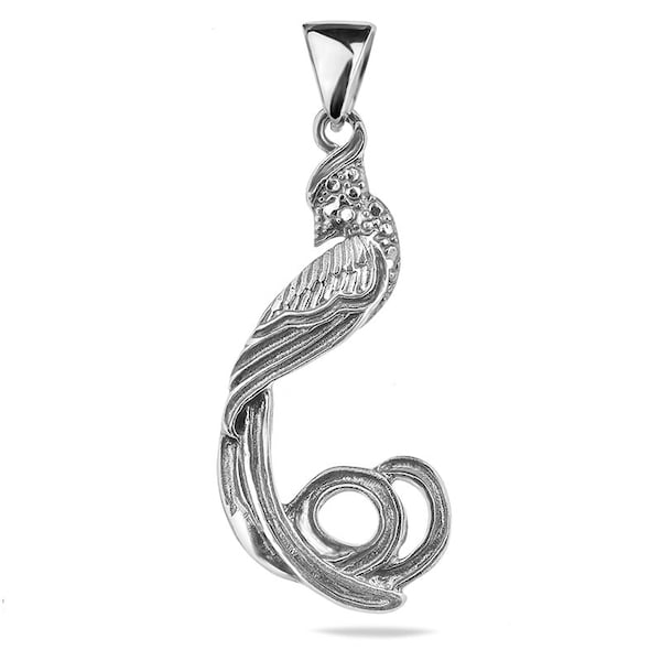 Argent sterling 925 Paon Délicat Pendentif Plume Animal Sauvage Nature Bijoux Minimaliste Boho Bijoux Cadeau Cadeau