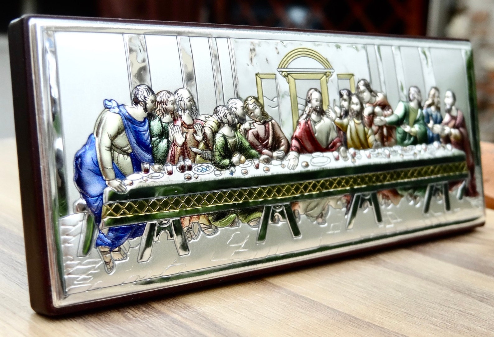 Last Supper Silver Icon Coloured Plaque Jesus Christ Home Decor Gift ...