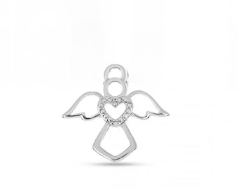 Schutzengel Anhänger Sterling Silber .925 Handgefertigt Liebe Herz Engel Flügel Halskette Charme Schutz Glaube spirituelle Schmuck