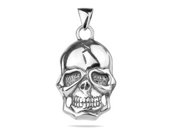 Skull Large Pendant Sterling Silver 925 Biker Jewellery Occult Jewellery Gothic Dead Charm Jewellery Gift Halloween Present