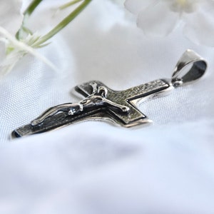Large Jesus Crucifix Cross Solid Sterling Silver 925 Pendant Religious ...