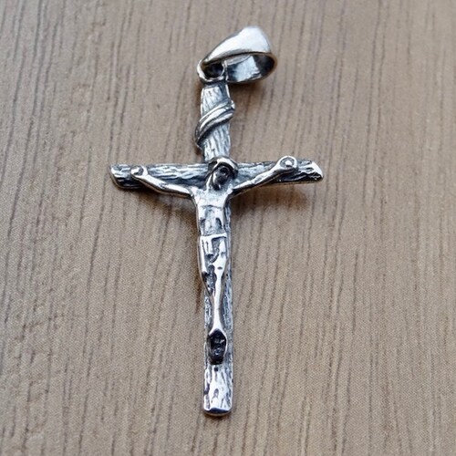 Silver Crucifix Necklace Jesus Cross Pendants Religious - Etsy