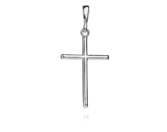 Cross Pendant Sterling Silver 925 Simple Minimalistic Modern Design Religious Unisex Gift Present