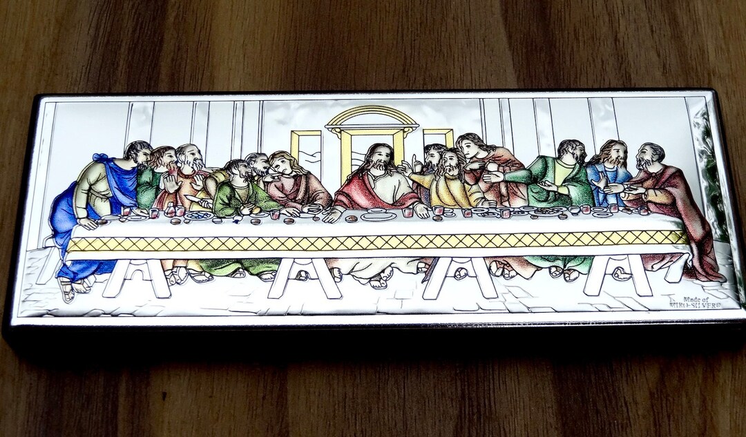 Last Supper Silver Icon Coloured Plaque Jesus Christ Home Decor Gift ...