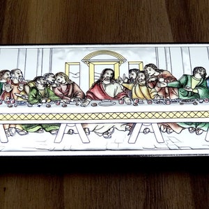 Last Supper Silver Icon Coloured Plaque Jesus Christ Home Decor Gift ...