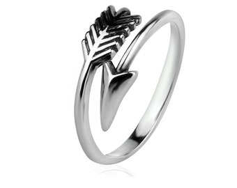 Pfeil Ring Sterling Silber 925 Verstellbares Design Offener Wickelring Minimalistisch Modern Trending Stapelbarer Schmuck