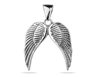 Hängsmycke med dubbla änglavingar i sterlingsilver 925, handgjorda andliga smycken