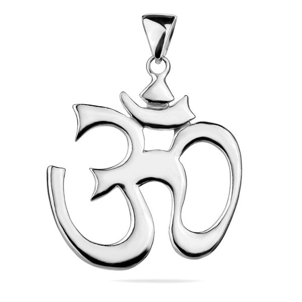 Grand pendentif Om Ohm en argent sterling 925 pendentif délicat chakra guéri bouddha spirituel yoga bijoux cadeau