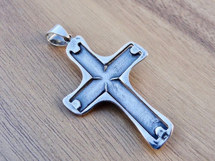 Large Jesus Crucifix Cross Solid Sterling Silver 925 Pendant Religious ...