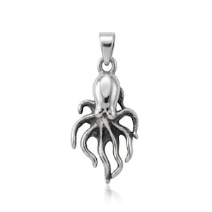 Octopus Pendant Sterling Silver 925 Sea Monster Seawater Charm Nautical Ocean Sea Jewelry Sailor Seaman Necklace Chain Unisex Gift Present
