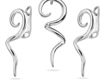 Sterling Silver 925 Swirl Dangle Earrings Pendant Jewellery Set Modern Twirl Twist Abstract Spiral Artistic Design Necklace Charm Jewelry