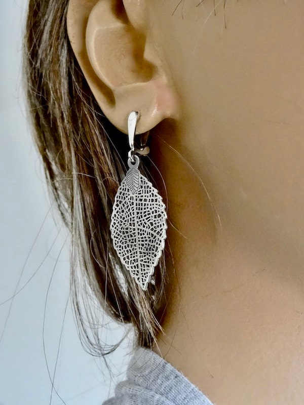 Set Gioielli Donna In Argento 925: Orecchini A Foglia E Collana Ciondolo, Regalo Perfetto Per Amiche