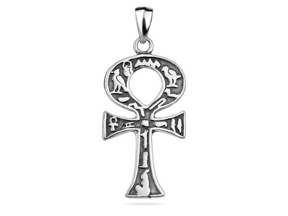 Ankh Cross Egyptian Key of Life Pendant Sterling Silver 925 Ancient Egyptian Symbols Unisex Jewellery Gift Idea Good Luck Talisman Amulet