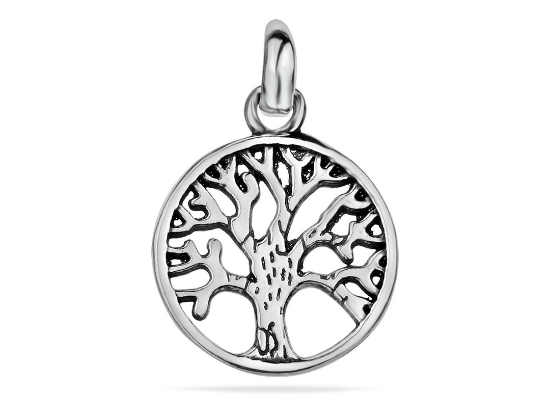 Small Tree of Life Pendant Sterling Silver 925 Charm Delicate Round ...
