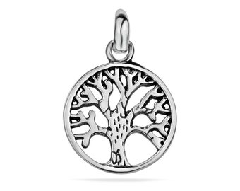 Small Tree of Life Pendant Sterling Silver 925 Charm Delicate Round Jewellery Gift Present Friendship Gift