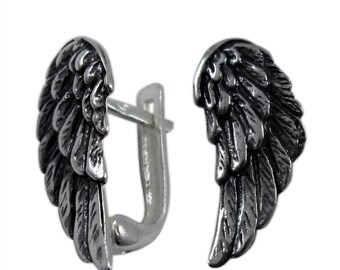 Engel Flügel Ohrringe Sterling Silber .925 Schutzengel Schmuck Feder Fee Schutz Ohrringe Frauen Mädchen Geschenk vorhanden