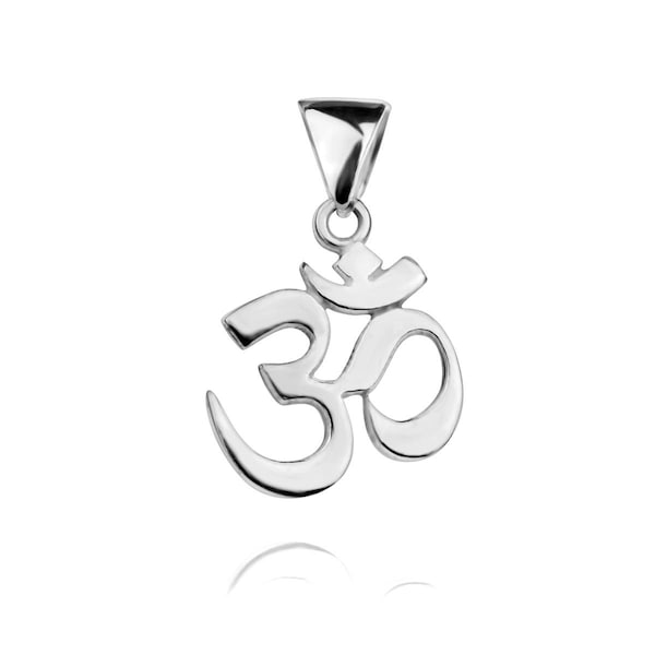 Sterling Silver 925 Om Pendant Spiritual Yoga Aum Symbol Meditation Charm