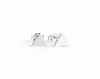 Triangle Geometric Stud Earrings Sterling Silver 925 Tiny Dainty Simple Minimalistic Jewelry Unisex Gift