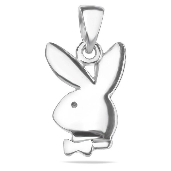 Pendentif Playboy en argent sterling 925 lapin minimaliste bijoux simples lapin animal collier breloque unisexe cadeau cadeau