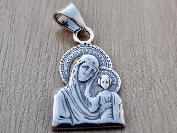 LOOK Baby Lord Jesus Virgin Mother Mary Silver .925 Charm 