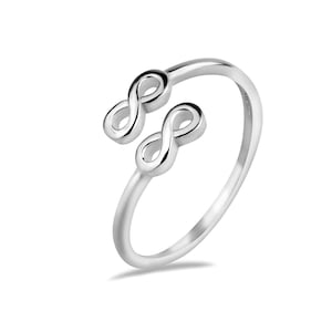 Sterling Silver 925 Infinity Ring Eternity Symbolic Minimalist Adjustable Dainty Handmade Jewelry
