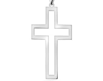 Anhänger Kreuz .925 Sterling Silber Offenes Kreuz Halskette Charm Religiöse Spirituelle Minimalistische Schmuck Unisex Geschenk