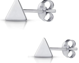 Triangle Geometric Stud Earrings Sterling Silver 925 Tiny Dainty Simple Minimalistic Jewelry Unisex Gift