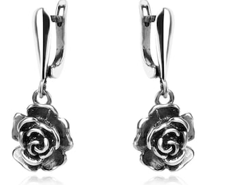Amazon.com: 925 Sterling Silver Rose Stud Earrings for Women