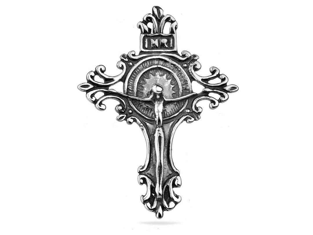 Sterling Silver 925 Jesus Christ Crucifix INRI Cross Pendant Unisex ...